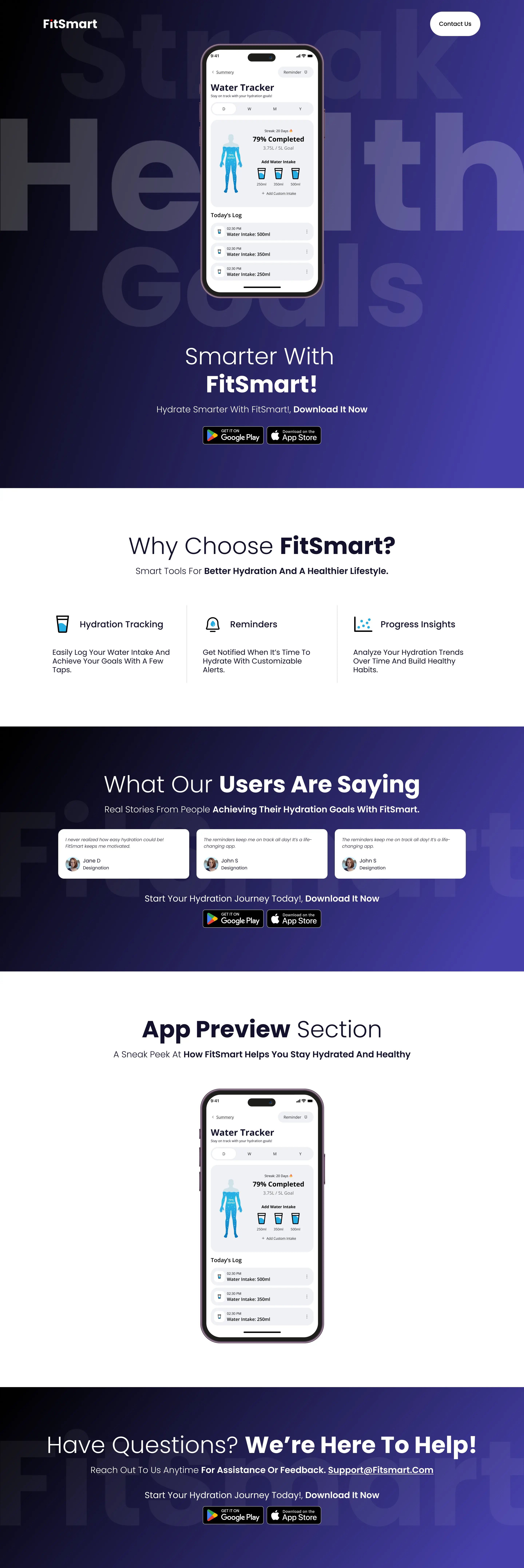 FitSmart landing page